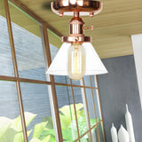 Industrial Clear Glass Cone Semi-Flush Mount Light Image - 1