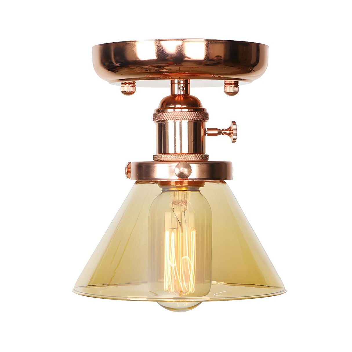 Industrial Clear Glass Cone Semi-Flush Mount Light Image - 18