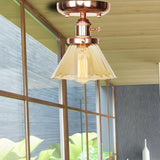 Industrial Clear Glass Cone Semi-Flush Mount Light Image - 19