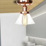 Industrial Clear Glass Cone Semi-Flush Mount Light Image - 2