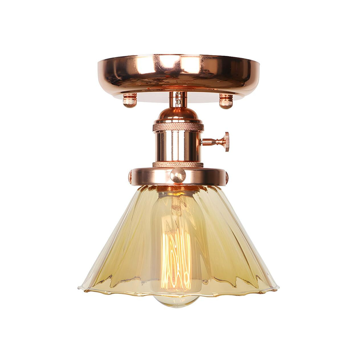 Industrial Clear Glass Cone Semi-Flush Mount Light Image - 21