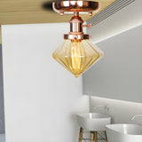 Industrial Clear Glass Cone Semi-Flush Mount Light Image - 22