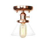 Industrial Clear Glass Cone Semi-Flush Mount Light Image - 3