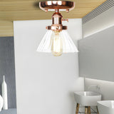 Industrial Clear Glass Cone Semi-Flush Mount Light Image - 4