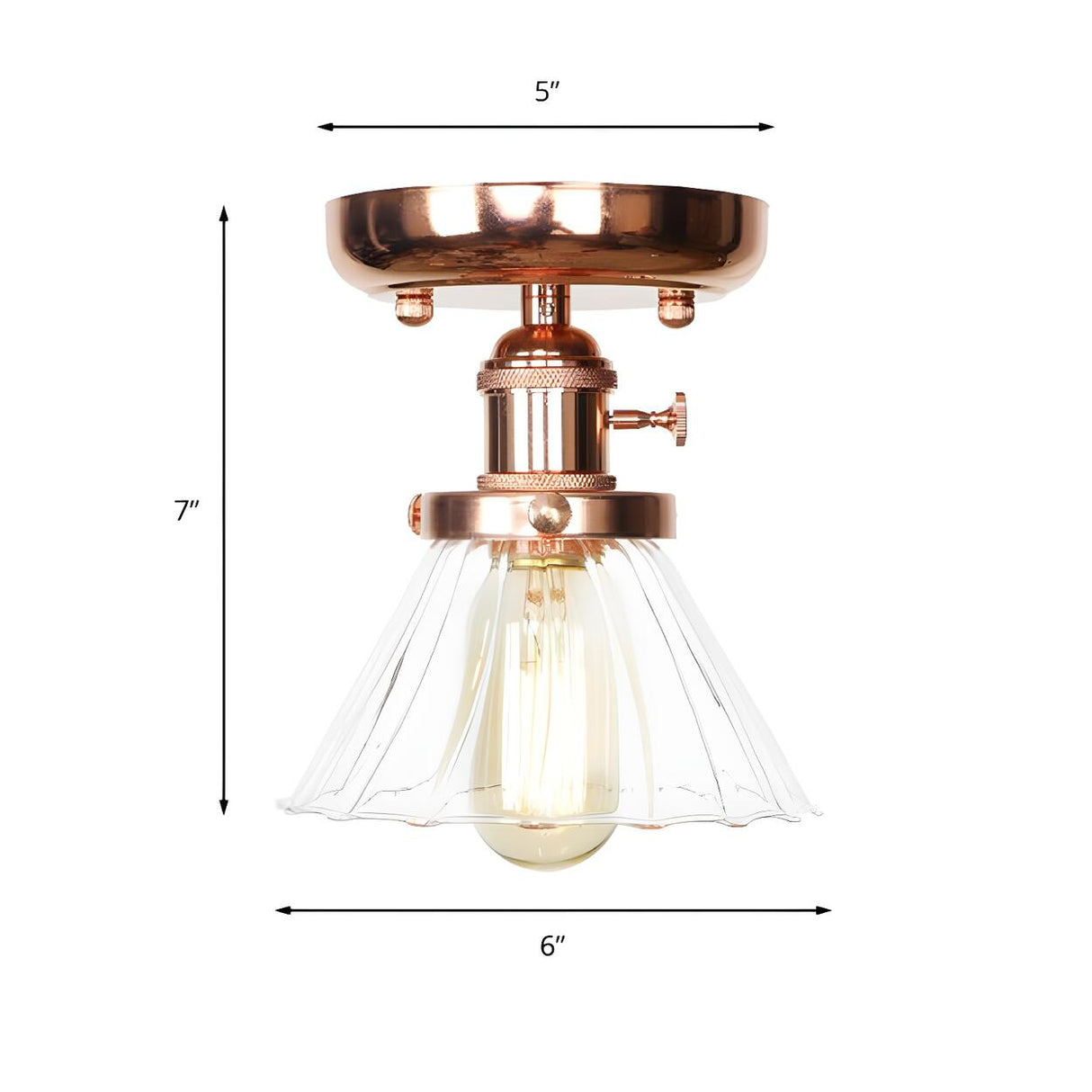 Industrial Clear Glass Cone Semi-Flush Mount Light Image - 42