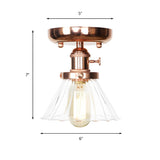 Industrial Clear Glass Cone Semi-Flush Mount Light Image - 42