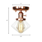 Industrial Clear Glass Cone Semi-Flush Mount Light Image - 43