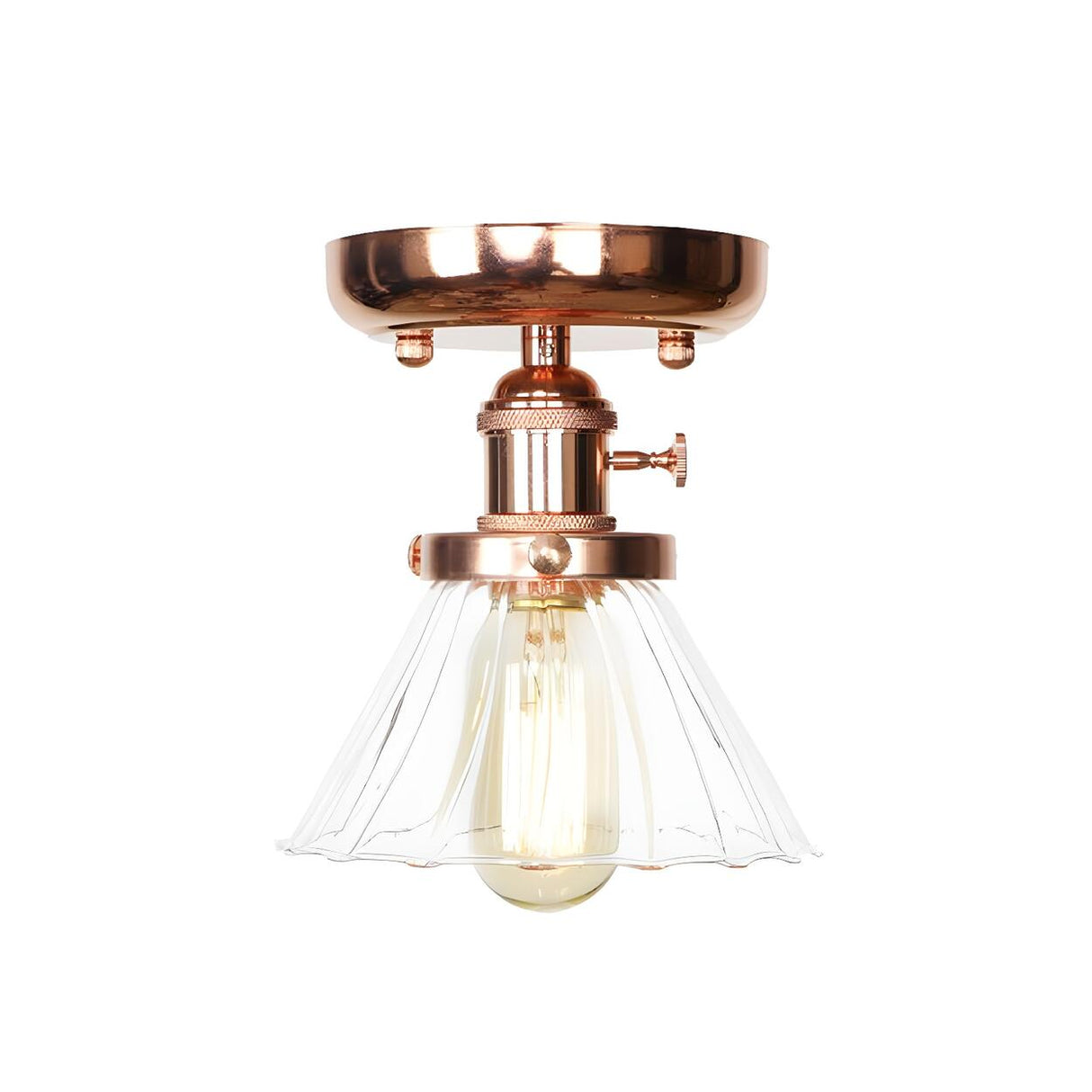 Industrial Clear Glass Cone Semi-Flush Mount Light Image - 6