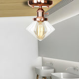 Industrial Clear Glass Cone Semi-Flush Mount Light Image - 8