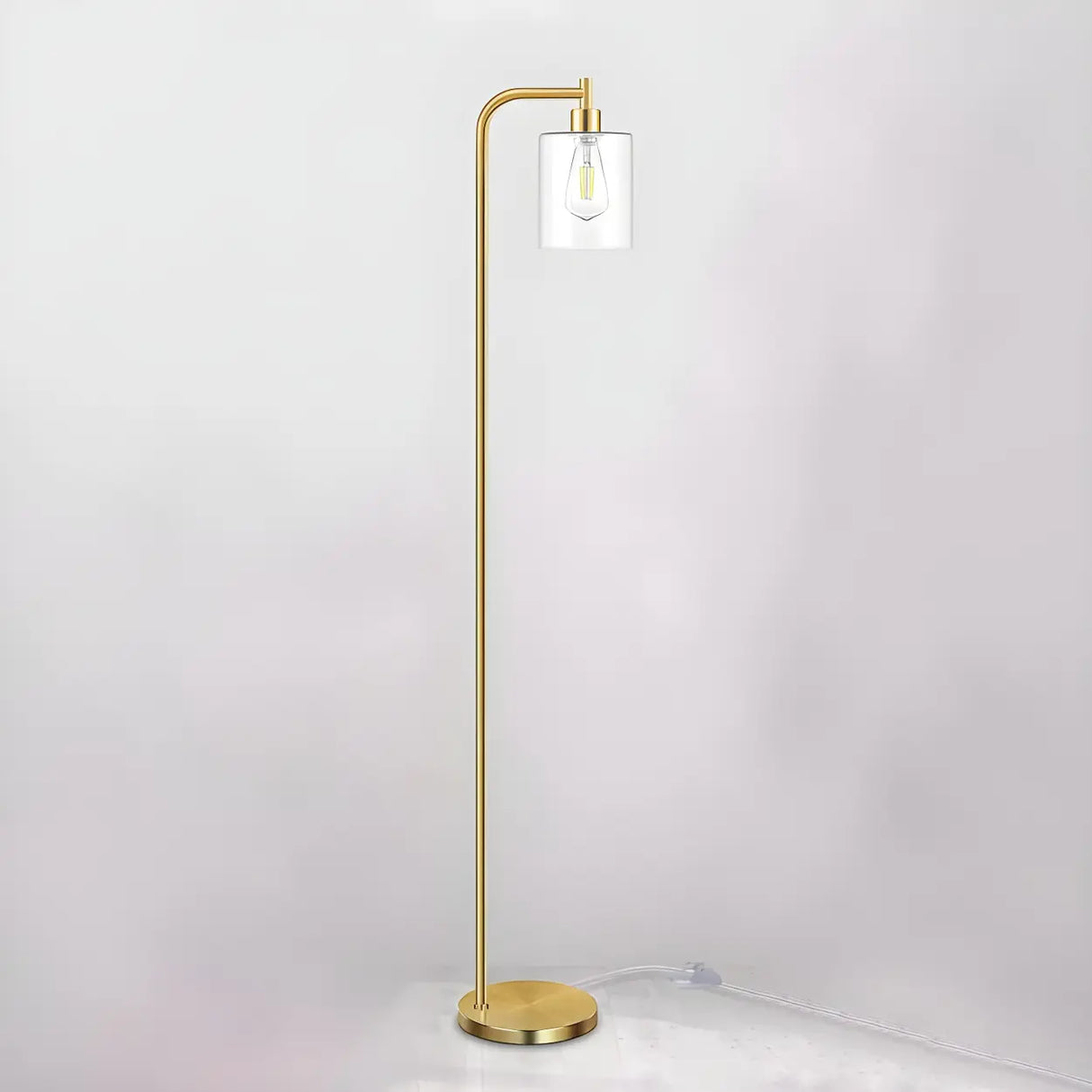 Industrial Clear Glass Cylinder LED Floor Lamp Image - 7