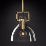 Industrial Clear Glass Dome Brass Pendant Light Image - 13