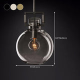 Industrial Clear Glass Dome Brass Pendant Light #size