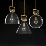 Industrial Clear Glass Dome Brass Pendant Light Image - 4