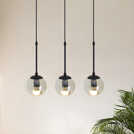 Industrial Clear Glass Globe Black Pendant Light Image - 1