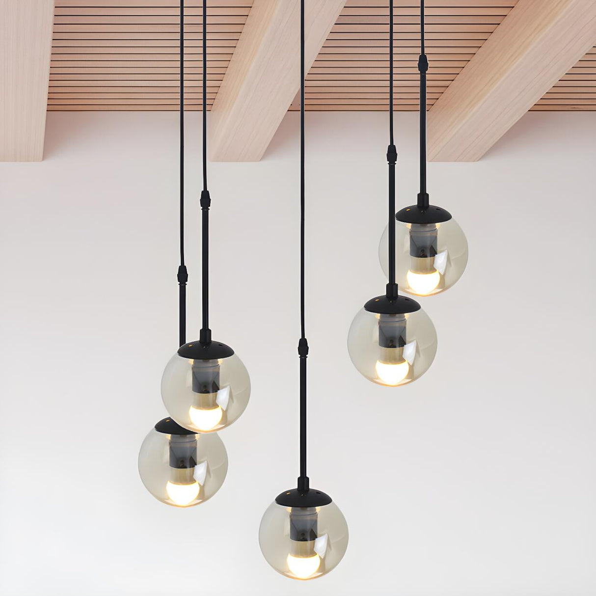 Industrial Clear Glass Globe Black Pendant Light Image - 12