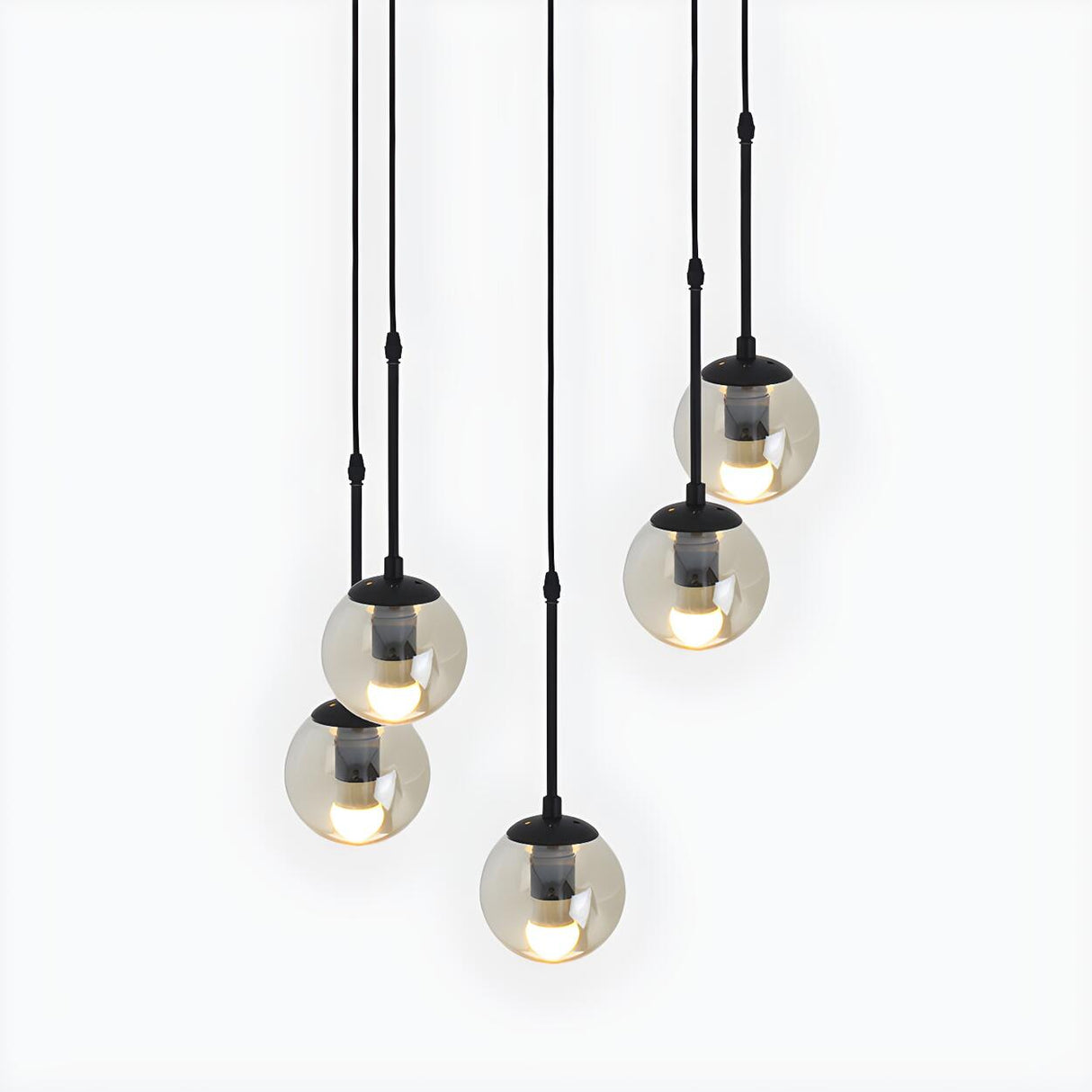 Industrial Clear Glass Globe Black Pendant Light Image - 15