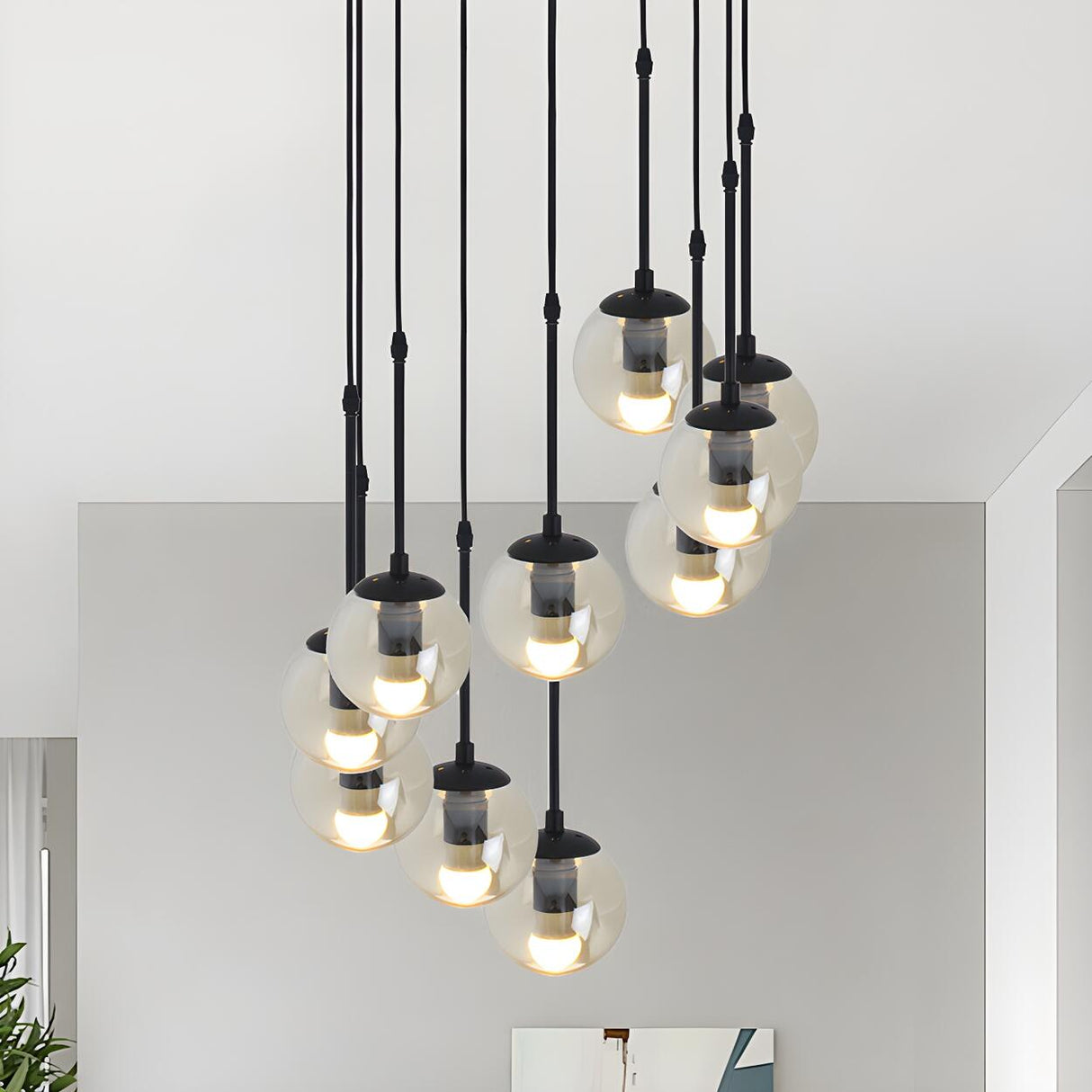 Industrial Clear Glass Globe Black Pendant Light Image - 16