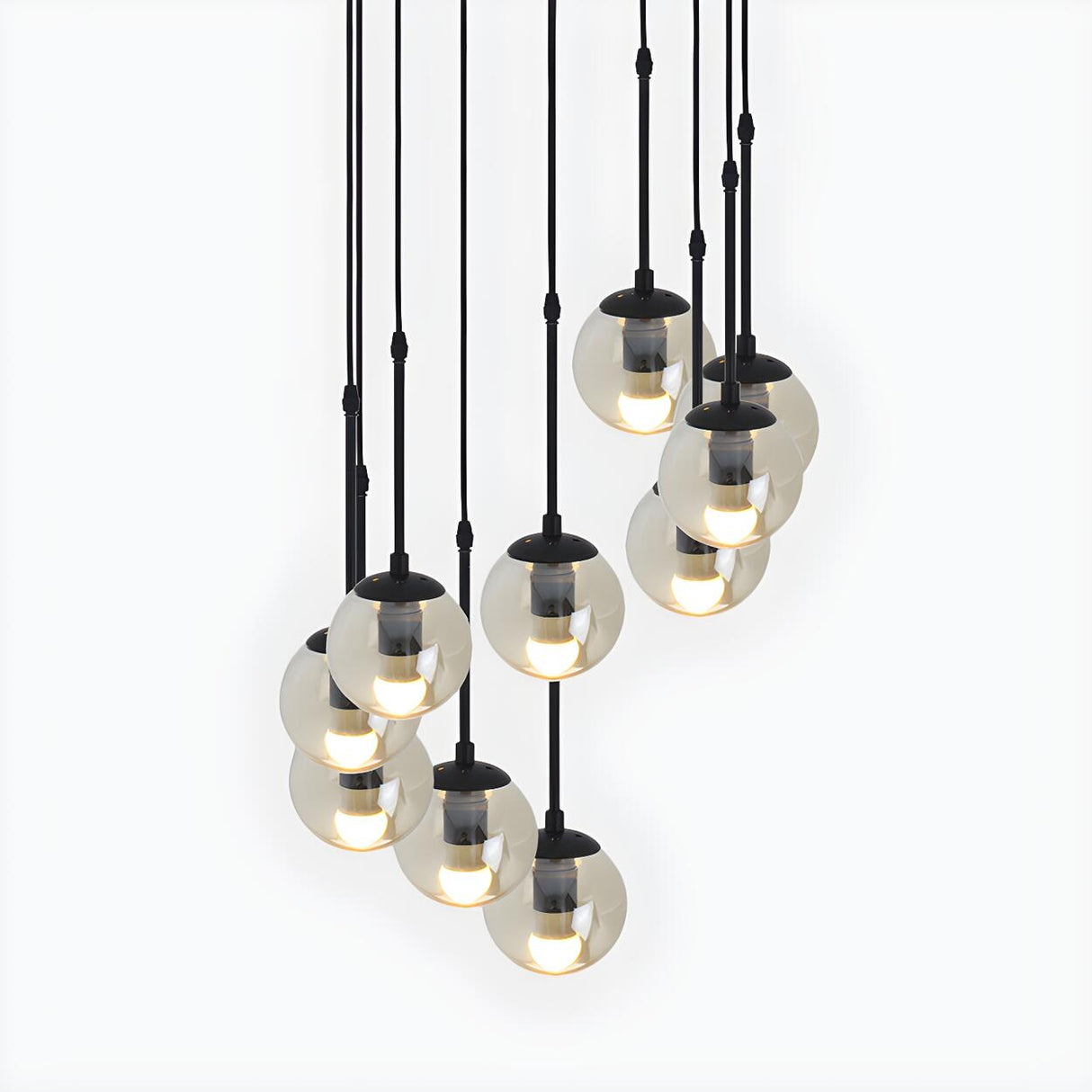 Industrial Clear Glass Globe Black Pendant Light Image - 19