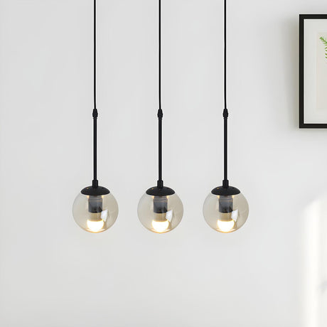 Industrial Clear Glass Globe Black Pendant Light Image - 2