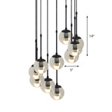 Industrial Clear Glass Globe Black Pendant Light #size