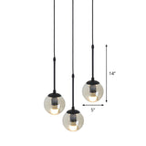 Industrial Clear Glass Globe Black Pendant Light Image - 22