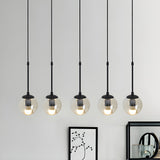 Industrial Clear Glass Globe Black Pendant Light Image - 5