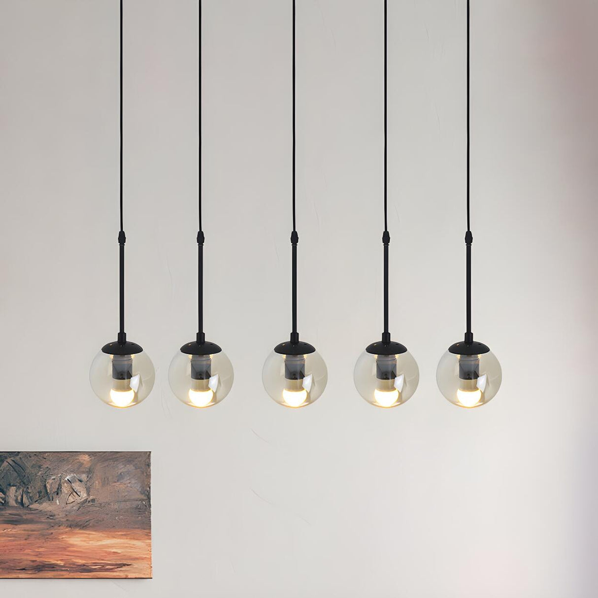 Industrial Clear Glass Globe Black Pendant Light Image - 6