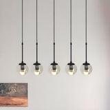 Industrial Clear Glass Globe Black Pendant Light Image - 6