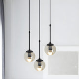 Industrial Clear Glass Globe Black Pendant Light Image - 9