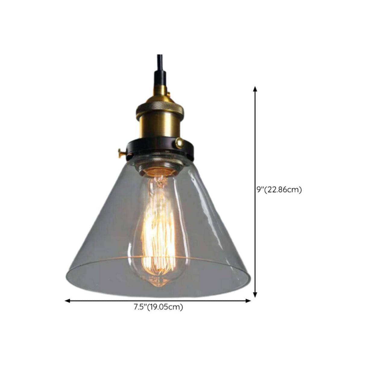 Industrial Clear Glass Pendant Light Flexible Length 