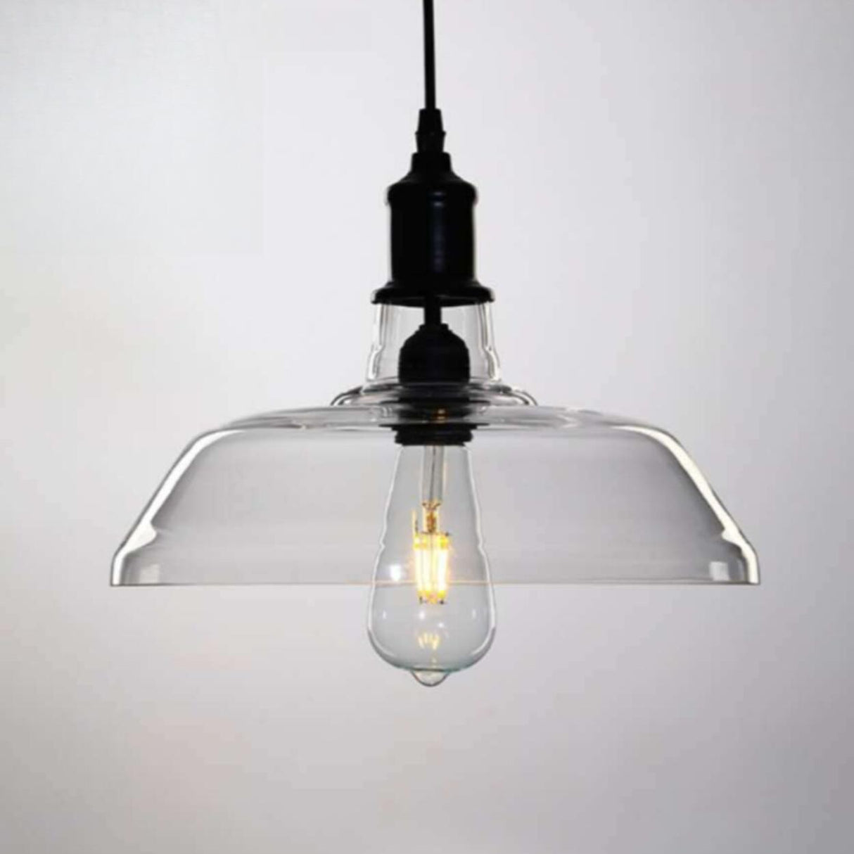 Industrial Clear Glass Pendant Light Flexible Length Image - 4