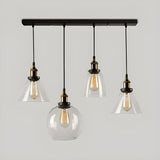 Industrial Clear Glass Round Dining Room Pendant Light Image - 2