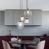 Industrial Clear Glass Round Dining Room Pendant Light Image - 3