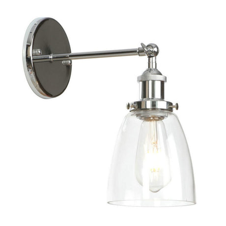 Industrial Clear Glass Shade Chrome Cone Wall Sconce Image - 2