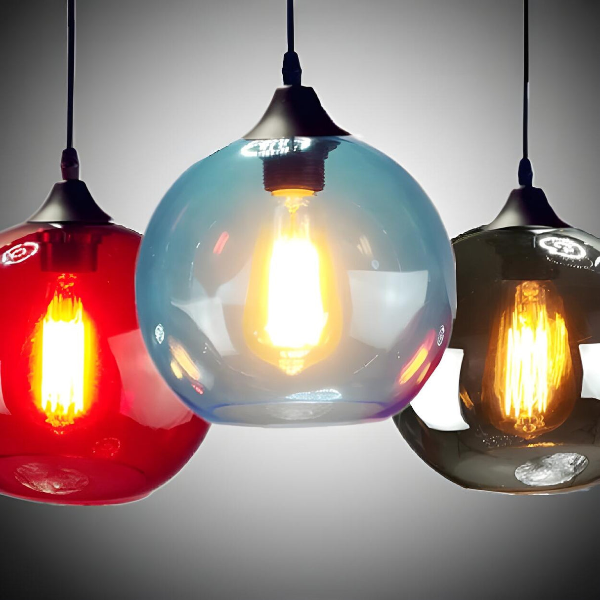 Industrial Colorful Glass Globe Edison Bulbs Pendant Light Image - 1