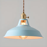 Industrial Colorful Round Iron Dome Pendant Light Image - 24