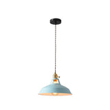 Industrial Colorful Round Iron Dome Pendant Light Image - 7