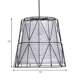 Industrial Colorful Striped Bucket Wire Frame Pendant Light #size