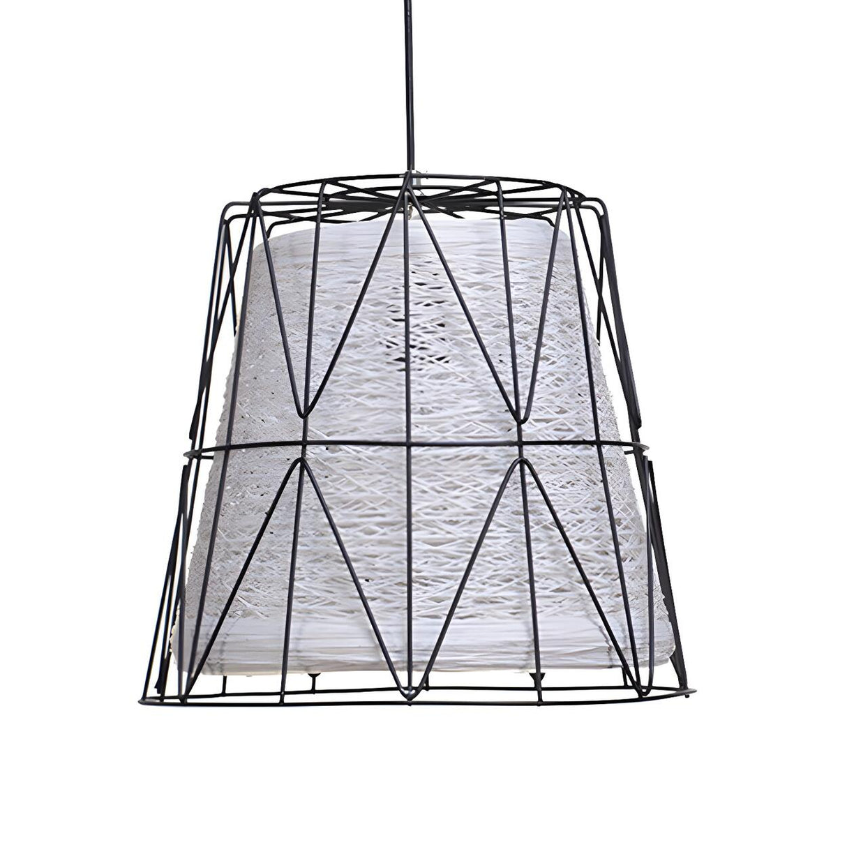 Industrial Colorful Striped Bucket Wire Frame Pendant Light Image - 8