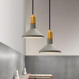 Industrial Concrete Wood Dining Table  Pendant Light Image - 1