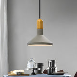 Industrial Concrete Wood Dining Table  Pendant Light Image - 3