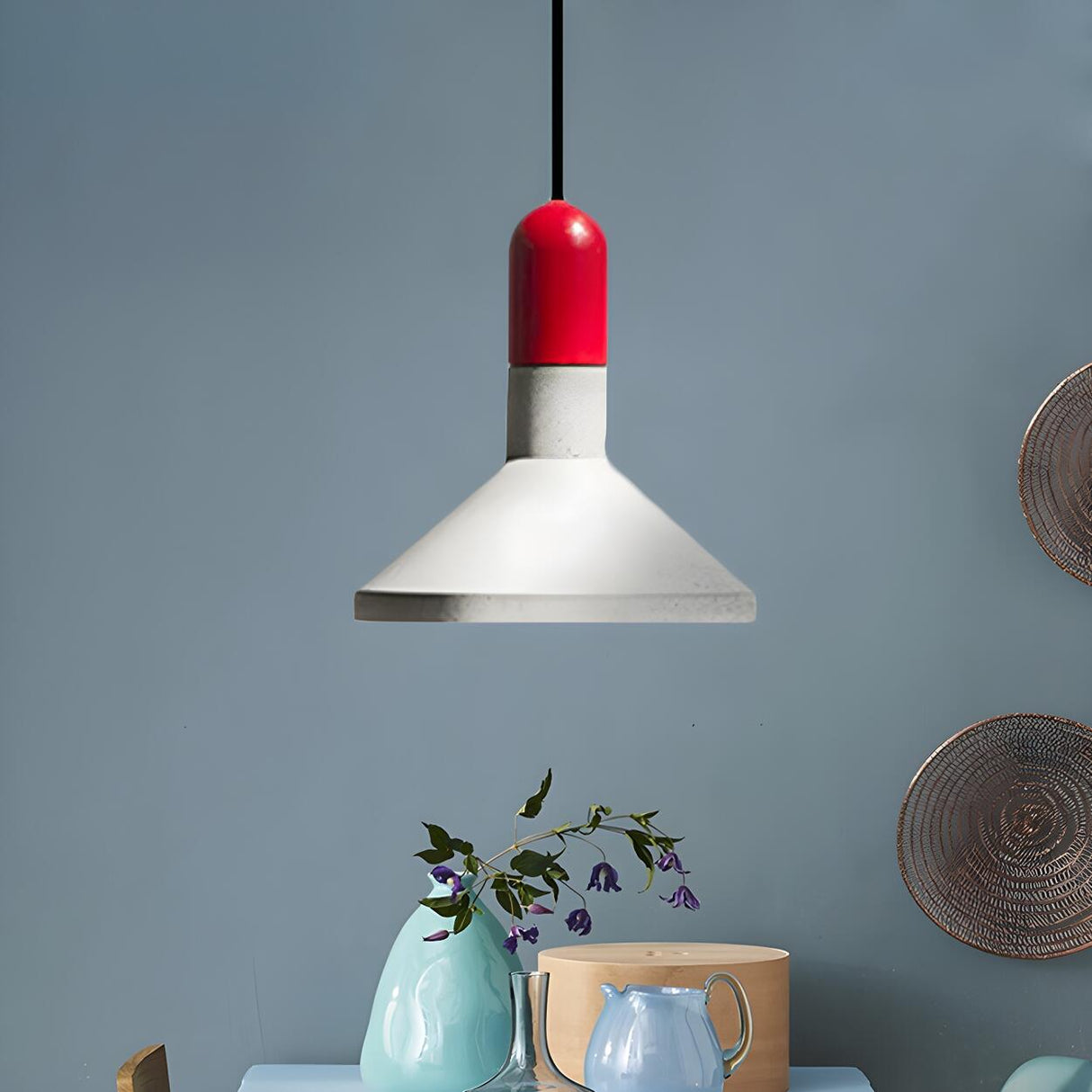 Industrial Concrete Wood Dining Table  Pendant Light Image - 6