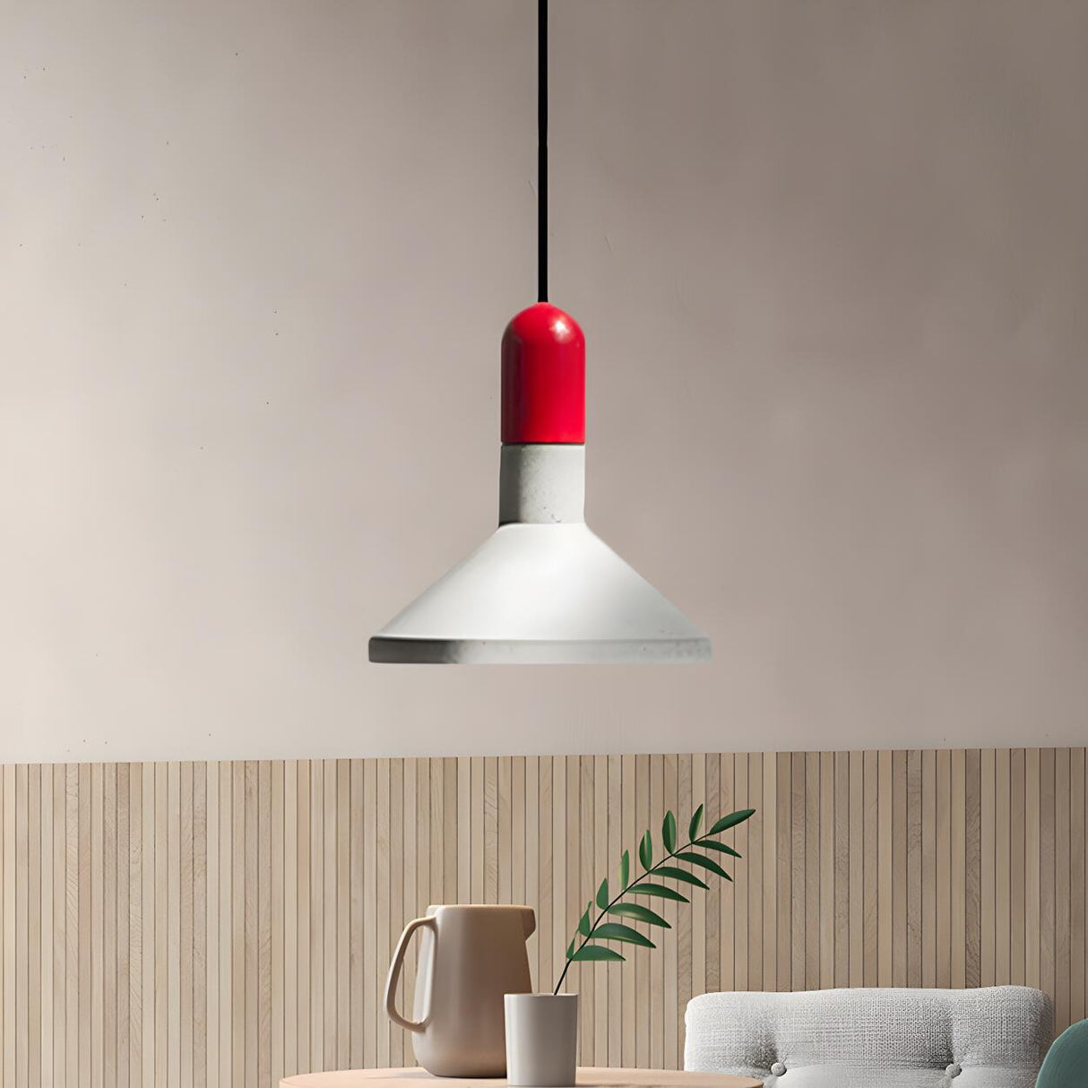 Industrial Concrete Wood Dining Table  Pendant Light Image - 7