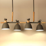 Industrial Cone 4-Light Wood Metal Island Pendant Light Image - 7