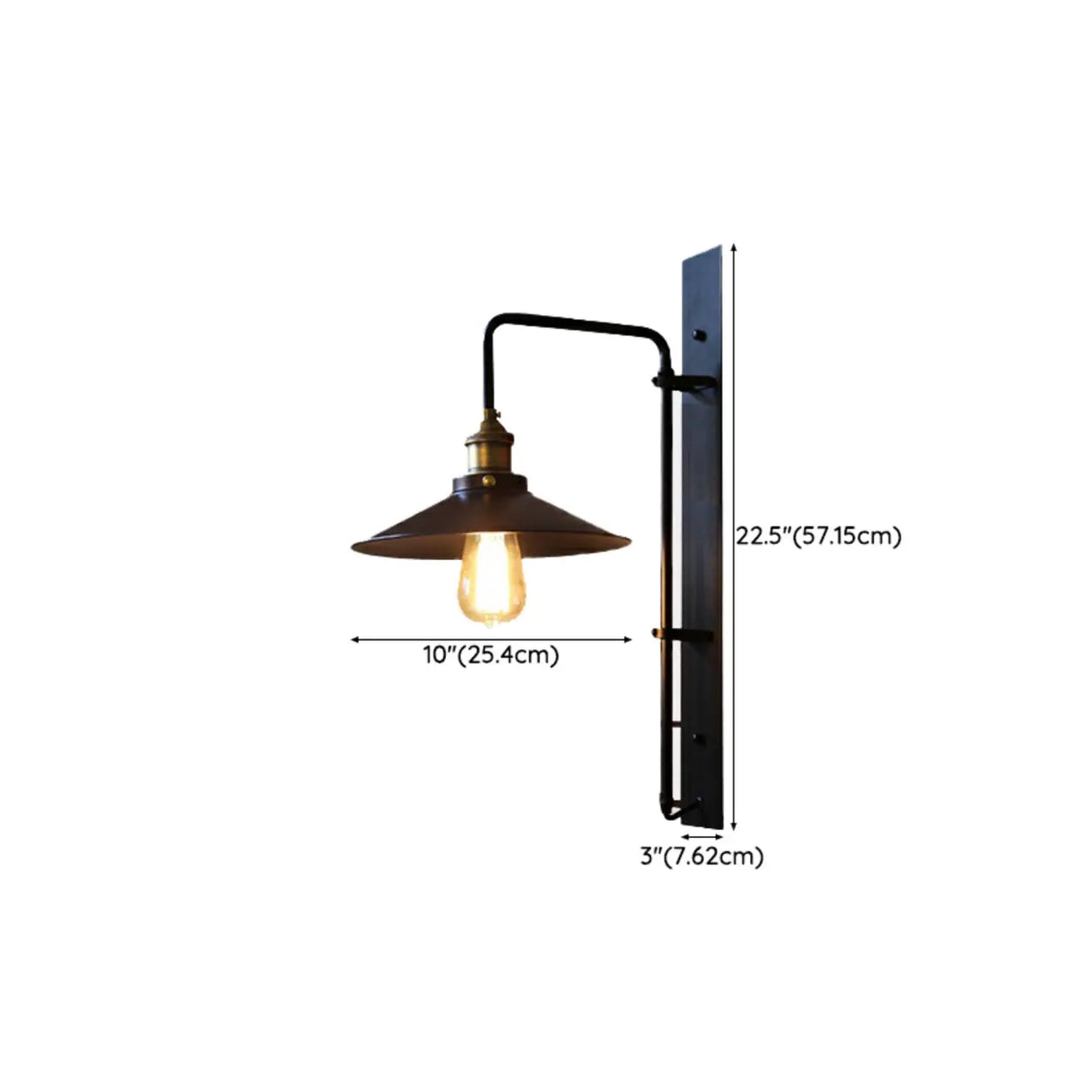 Industrial Cone Iron Exterior Mini Black Wall Sconce 