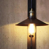 Industrial Cone Iron Exterior Mini Black Wall Sconce Image - 8