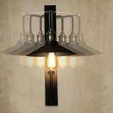 Industrial Cone Iron Exterior Mini Black Wall Sconce Image - 9