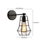 Industrial Cone Iron LED External Black Wall Sconce #size