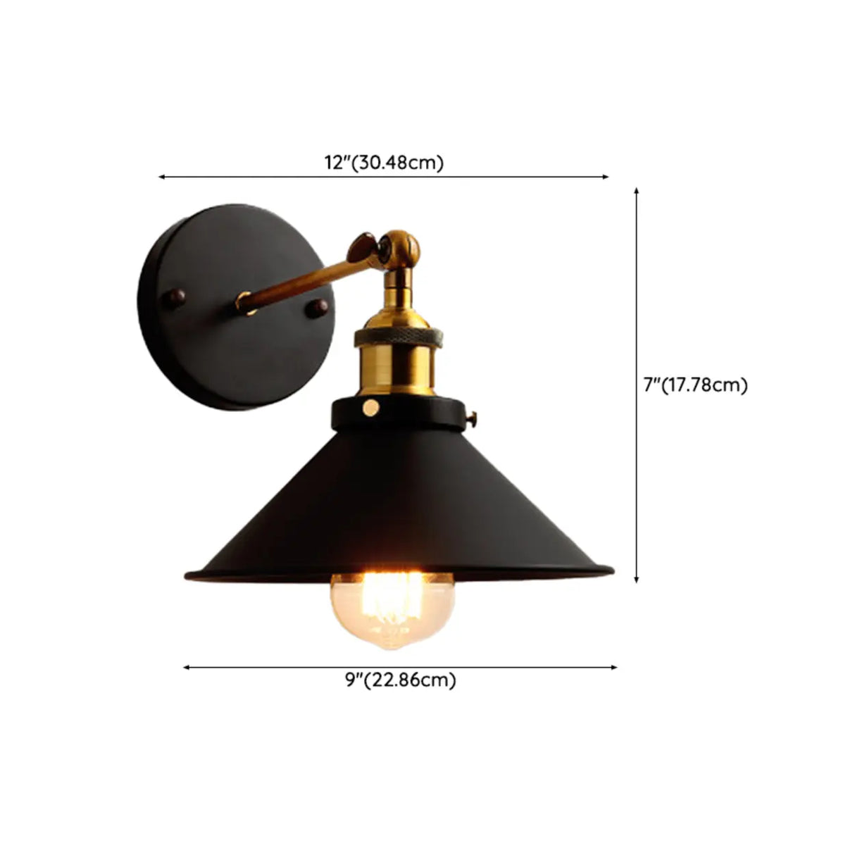 Industrial Cone Iron LED External Black Wall Sconce Image - 18