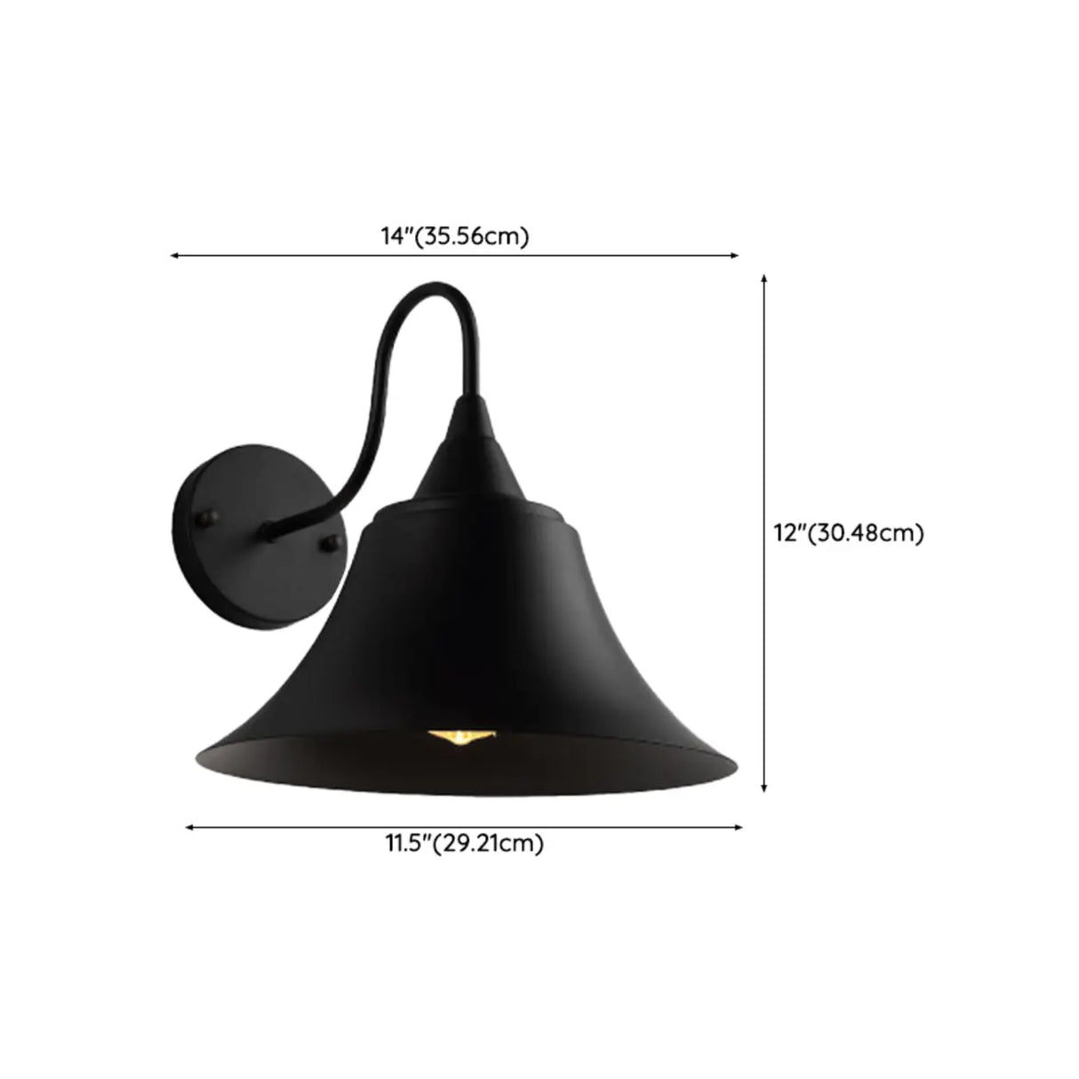 Industrial Cone Iron LED External Black Wall Sconce Image - 20